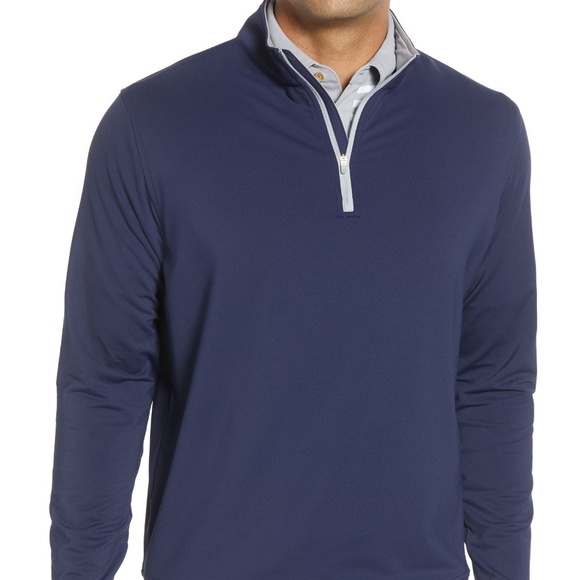 PETER MILLAR Perth Performance Golf Quarter-Zip Navy Pullover - Picture 1 of 12